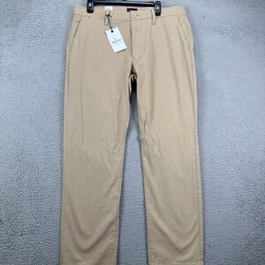 UNTUCKit St. Clair Khakis Pants Men 34X32 Tan Relaxed Fit Flat Front Stretch NEW